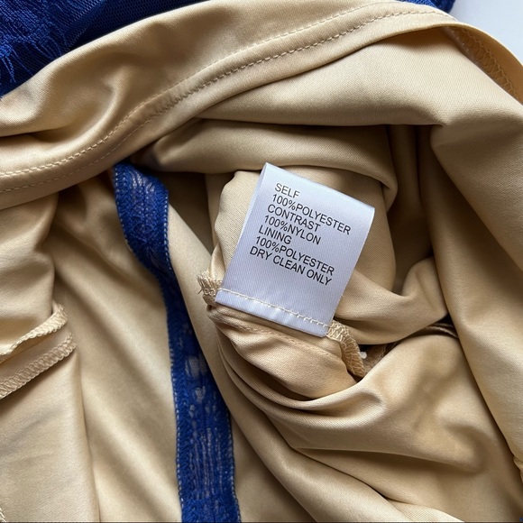 Tadashi Shoji Chantilly Boatneck Lace blue sheath dress - Picture 7 of 10